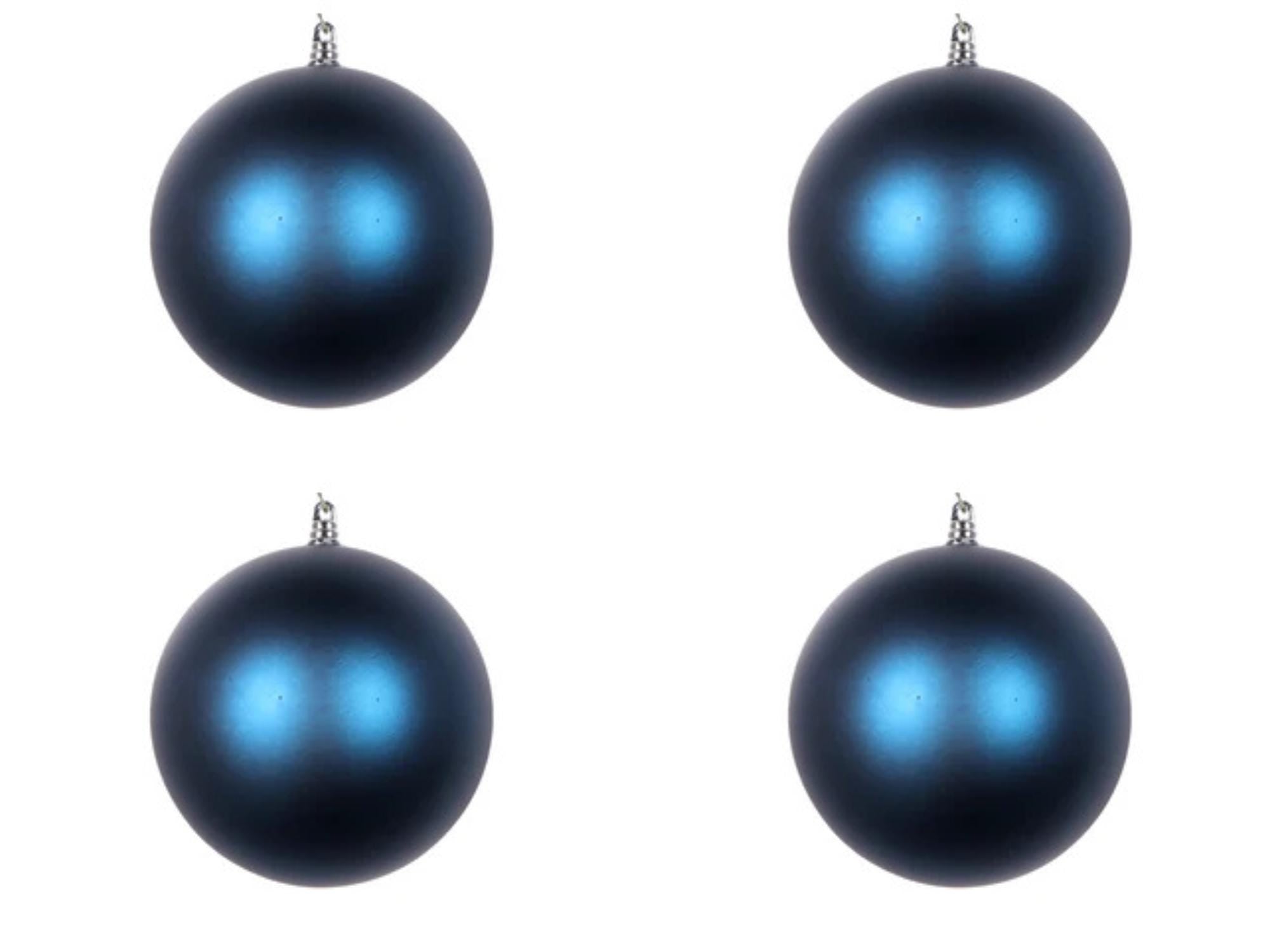 Farrisilk Midnight Blue Matte Christmas Ornaments 4" – Set of 4 -Elegant Shatterproof Baubles for Holiday Trees, Wreaths, Garlands and Decor