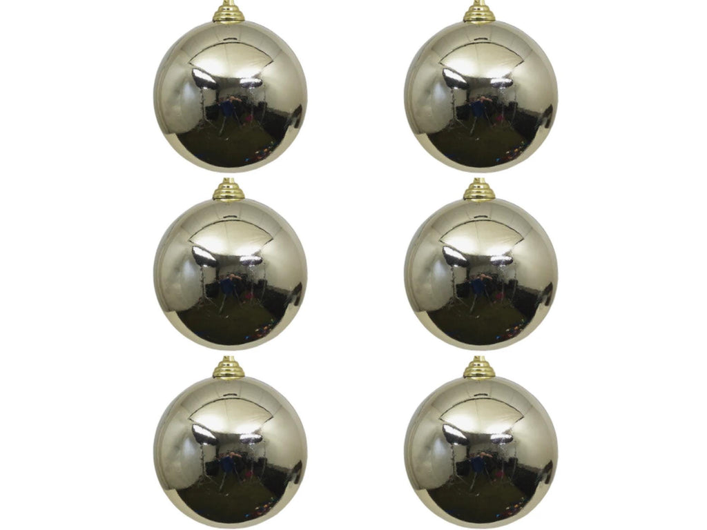 Farrisilk 3" Platinum Shiny Christmas Ornaments - Set of 6 – Farrisilk Glossy Platinum Baubles for Trees, Wreaths, and Holiday Decor