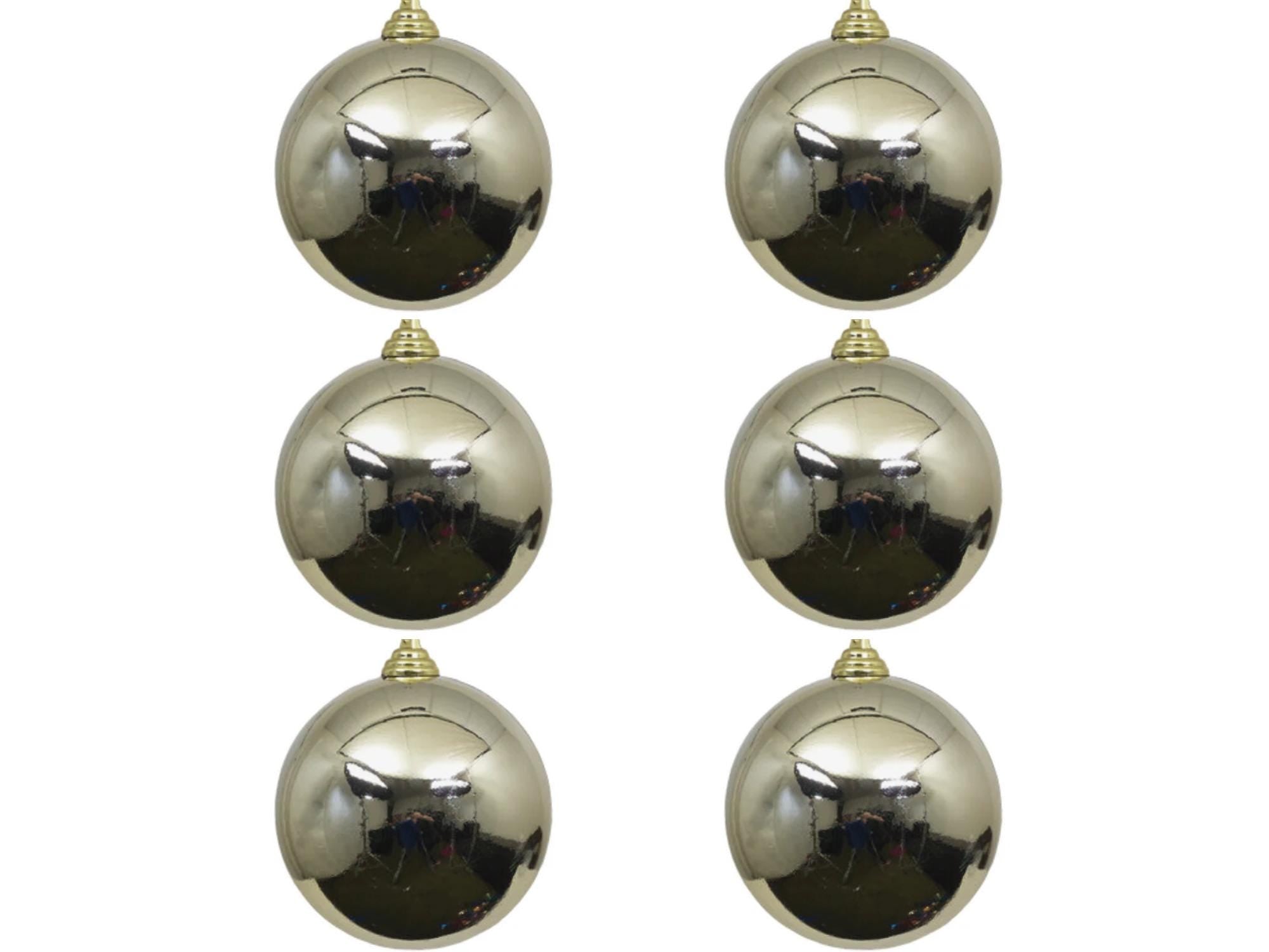 Farrisilk 3" Platinum Shiny Christmas Ornaments - Set of 6 – Farrisilk Glossy Platinum Baubles for Trees, Wreaths, and Holiday Decor