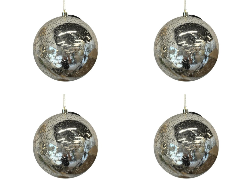 Set of 4 – David Christopher Light Gold Mercury Shiny Ball Ornaments 4" – Vintage-Style Plastic Christmas Decorations