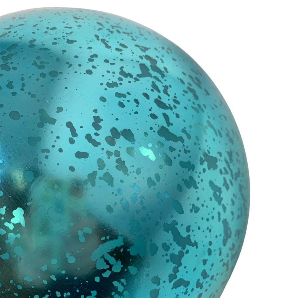 Set of 4 – David Christopher Teal Mercury Shiny Ball Ornaments 4" – Vintage-Style Plastic Christmas Decorations