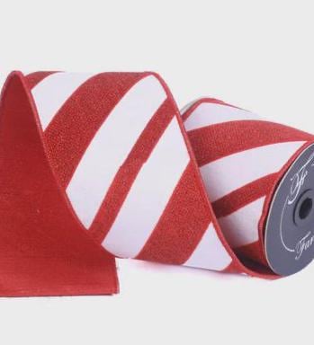 Farrisilk Red and White Candy Gloss Ribbon – 4" x 10 Yards Wired – Christmas Tree, Wreath, Garland Ribbon, Peppermint Decor, Valentines Day