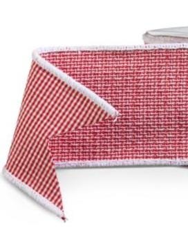 4" X 10 Yds Red and White Plaid Back Wired Ribbon