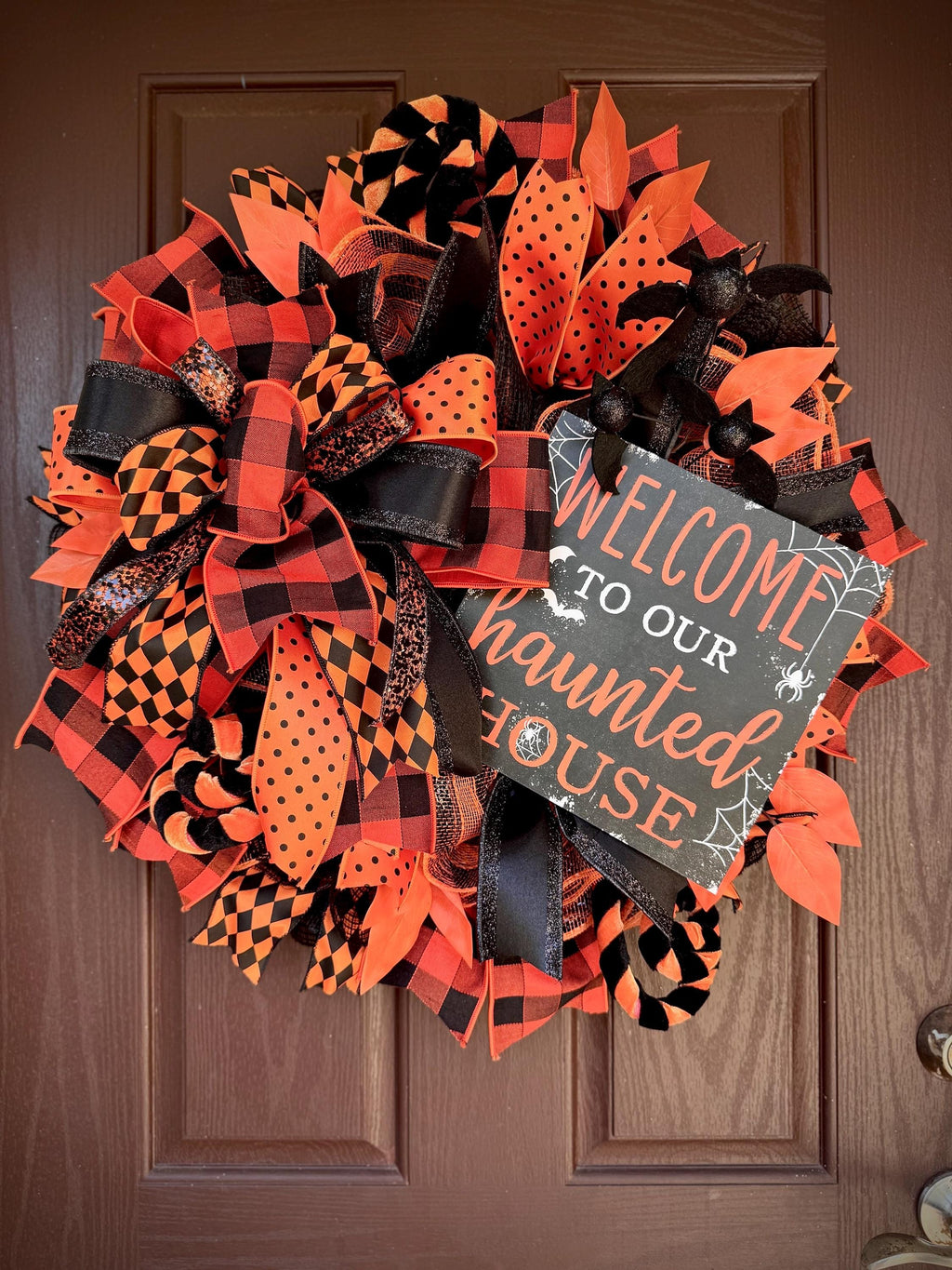 Farrisilk 4" x 10 Yards Orange Buffalo Plaid Wired Ribbon – Extra Wide Fall Farmhouse Bow Ribbon, Halloween Wreath Decor, Fall Craft Supply