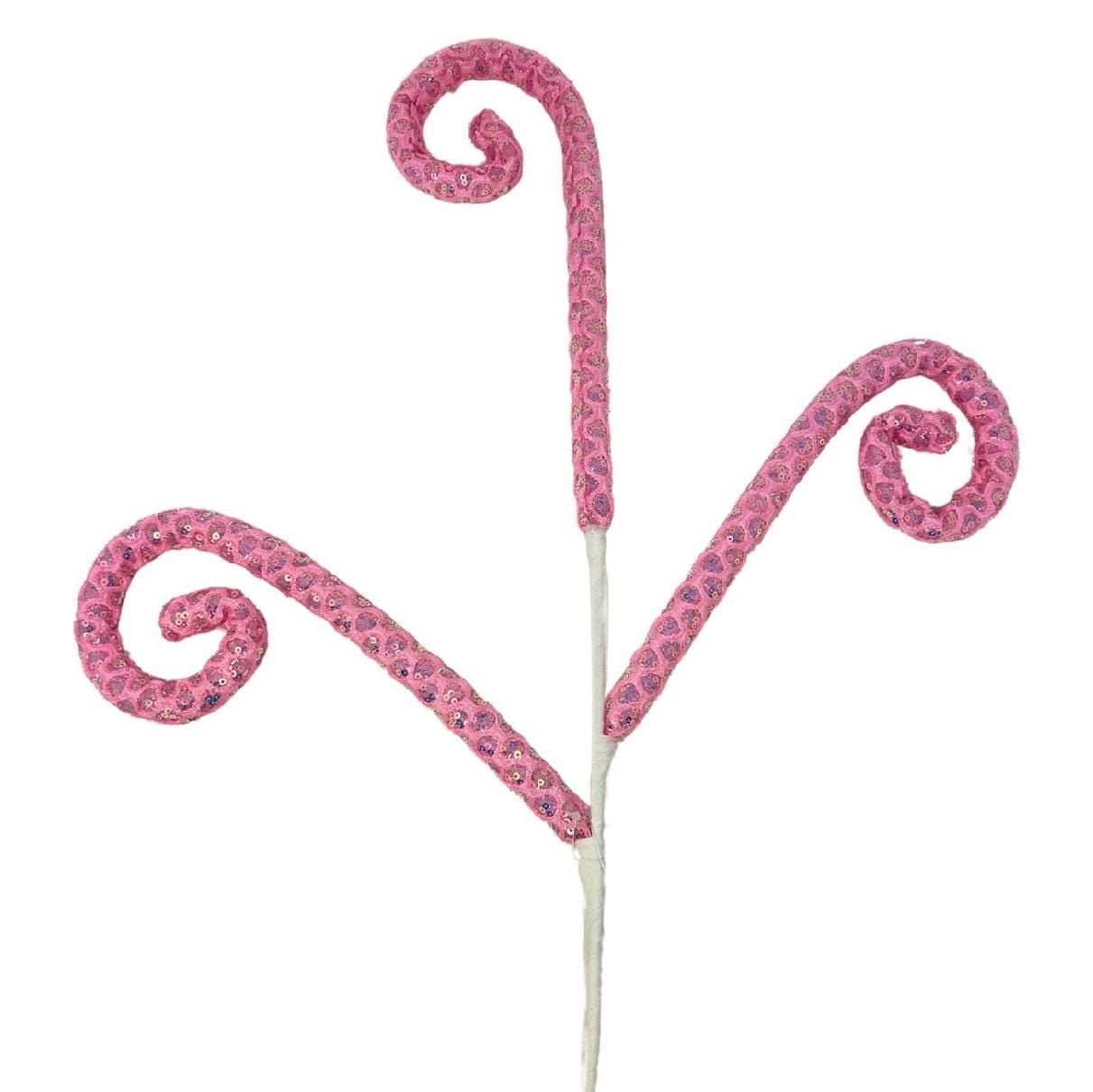 Sequin Confection Curl Spray 30” – Pink | Candyland Curly Pick for Wreaths, Garlands, Christmas Tree Décor, Party & DIY Crafts