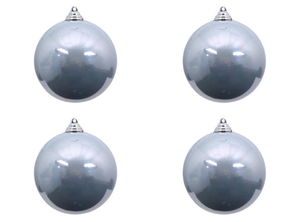 Farrisilk Silver Candy Apple Ornament – Set of 4 - 4” (100MM) Shiny Christmas Ball Ornaments – Glossy Tree Decor, Elegant Silver Ornaments