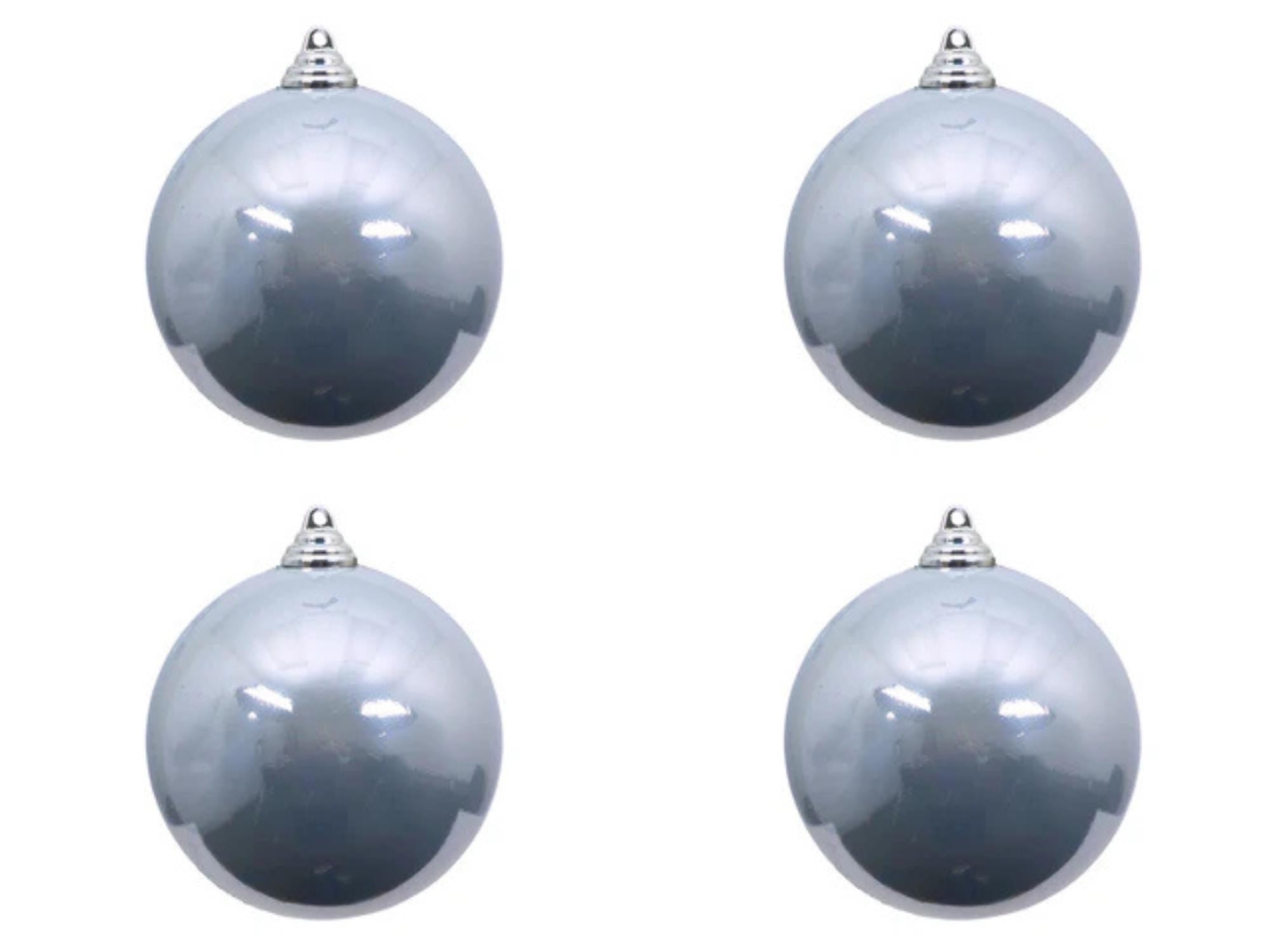 Farrisilk Silver Candy Apple Ornament – Set of 4 - 4” (100MM) Shiny Christmas Ball Ornaments – Glossy Tree Decor, Elegant Silver Ornaments
