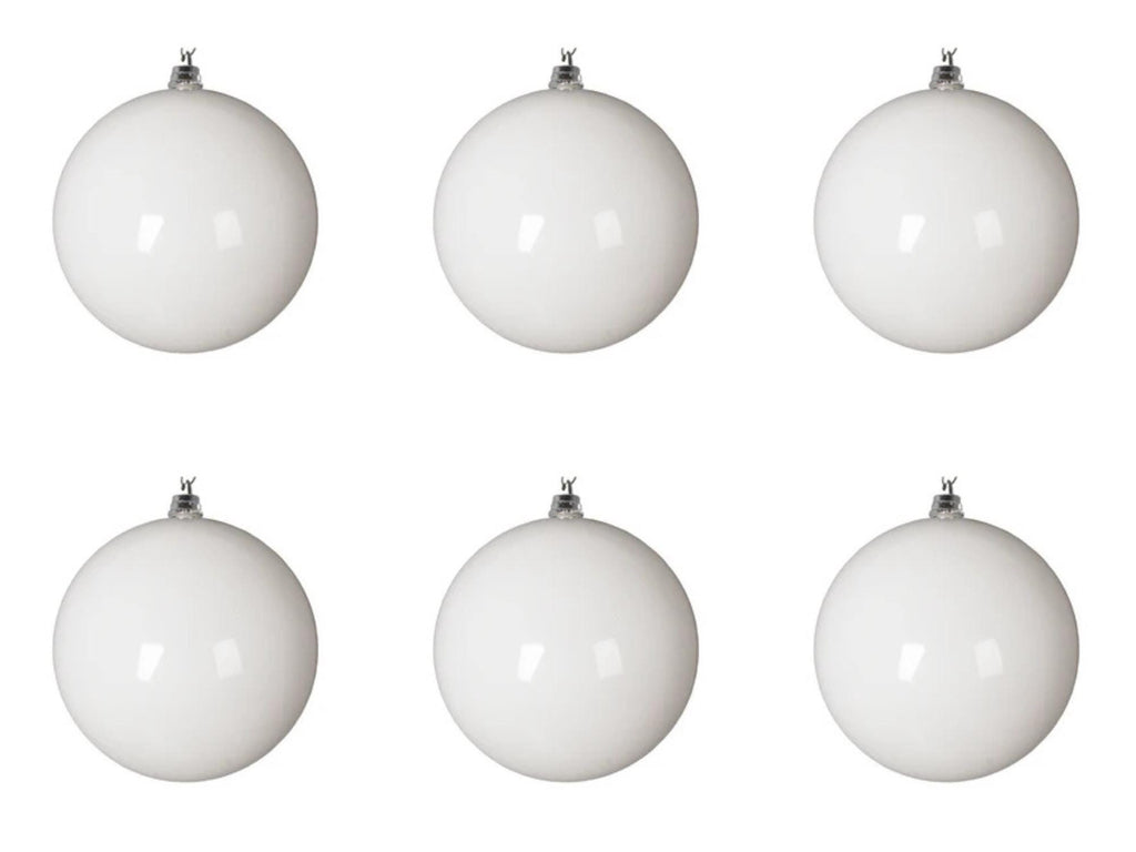Farrisilk White Shiny Ornament –Set of 6- 3” (80MM) Christmas Ball Ornaments – Classic Glossy Tree Decoration, Elegant White Ornaments