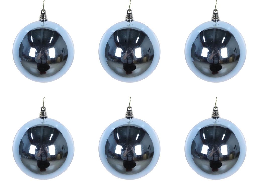 Farrisilk Steel Blue Shiny Ornament – Set of 6 - 3” (80MM) Christmas Ball Ornaments– Elegant Holiday Decor, Modern Classic Blue Ornament