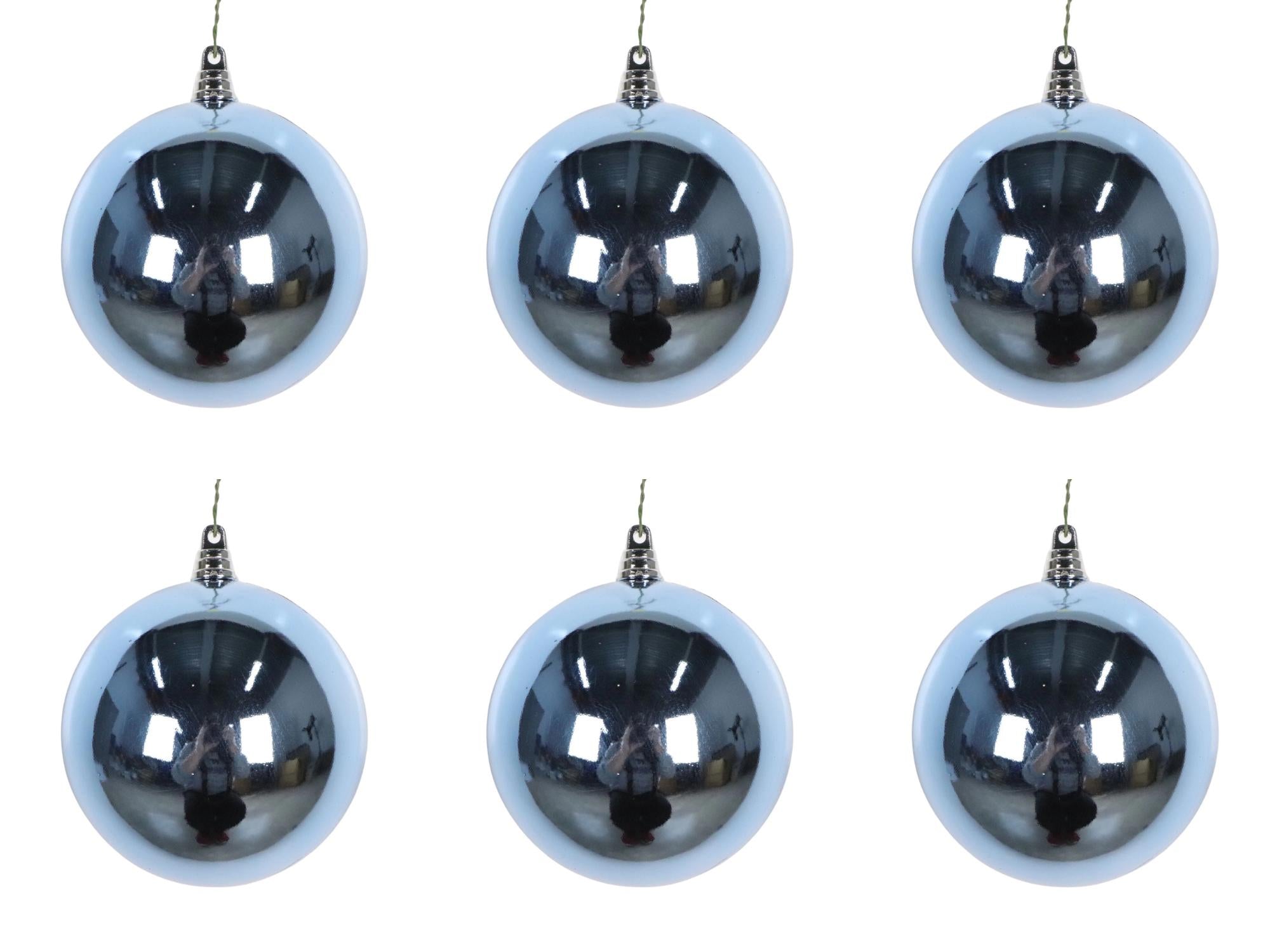 Farrisilk Steel Blue Shiny Ornament – Set of 6 - 3” (80MM) Christmas Ball Ornaments– Elegant Holiday Decor, Modern Classic Blue Ornament