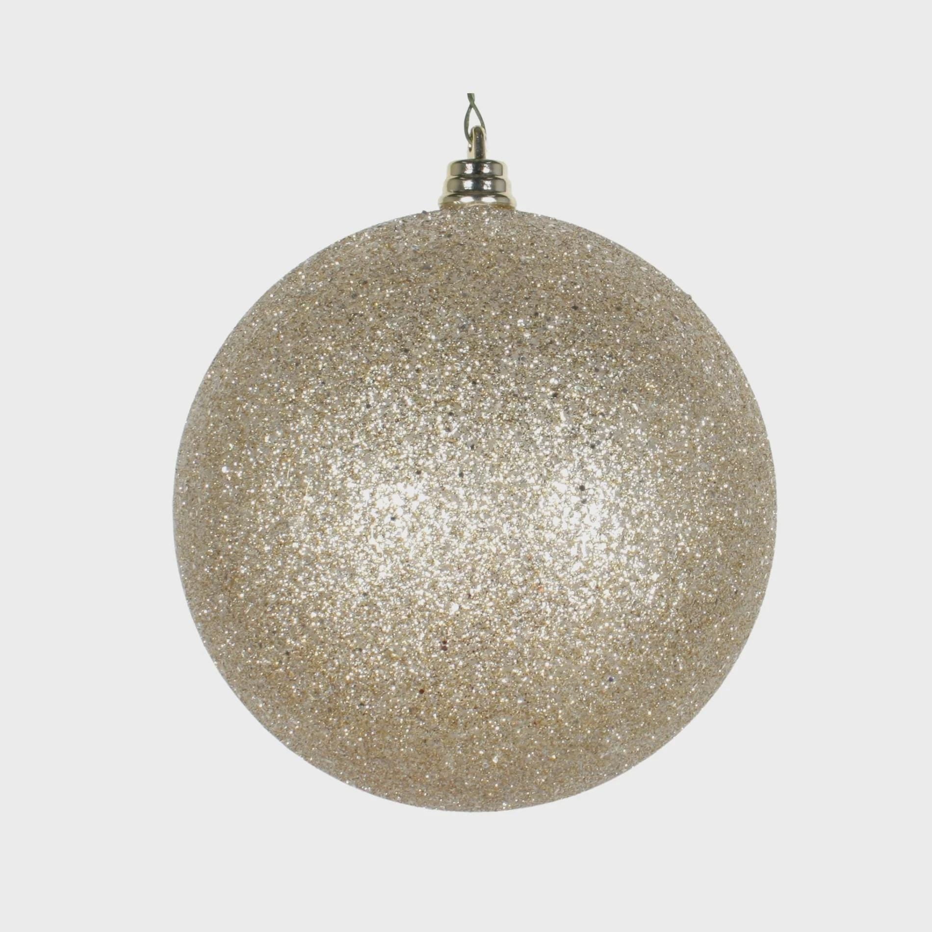 Farrisilk Platinum Glitter Christmas Ornaments 4" –Set of 4 – Sparkling Baubles for Trees, Wreaths, Centerpieces, Garlands and Holiday Decor
