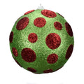 Whimsy Dot Ball Ornaments 6" – Set of 2 – David Christopher Green and Red Glitter Christmas Tree Decorations, Large Holiday Ornaments