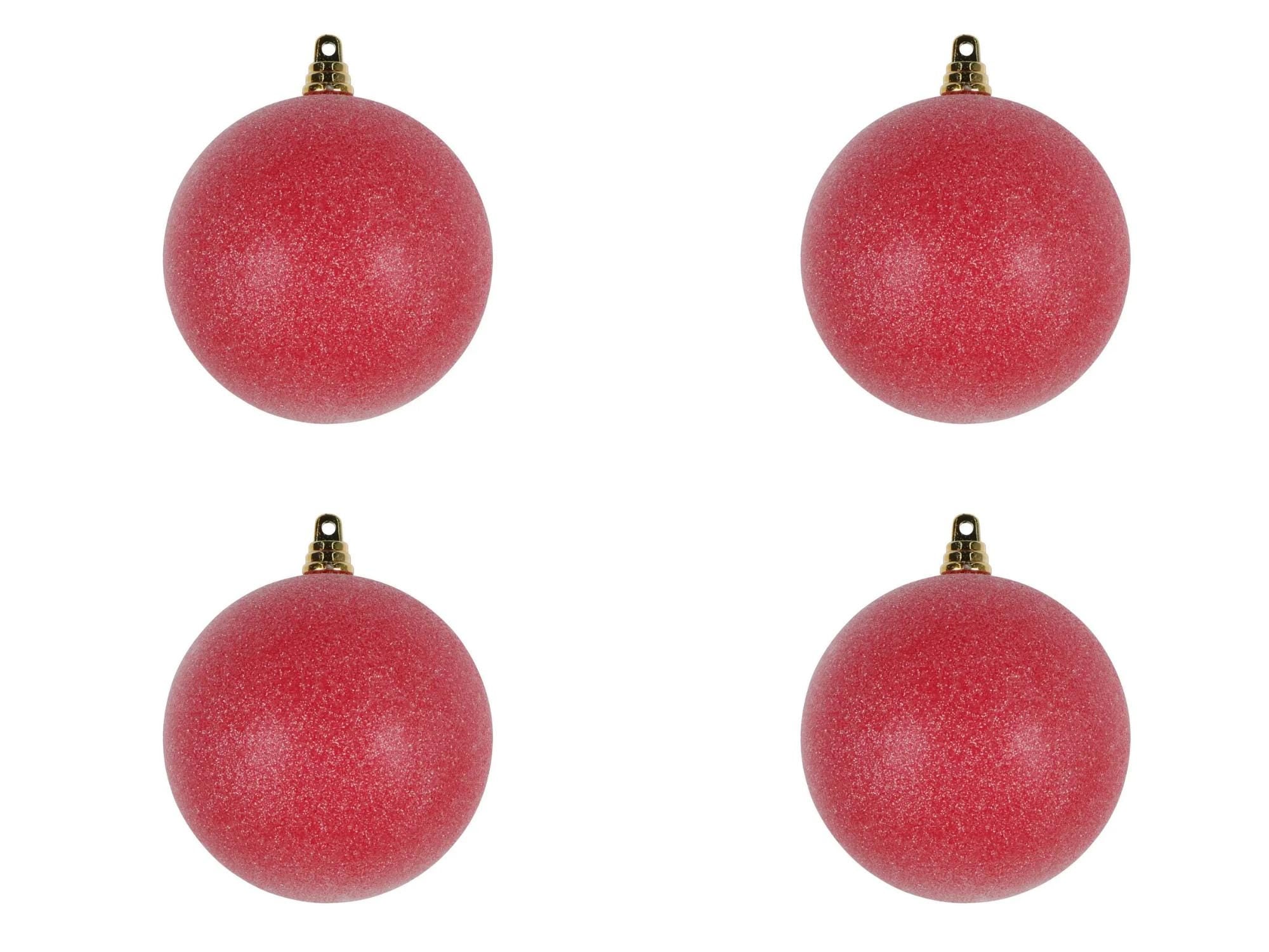 Farrisilk Red Sugar Christmas Ornaments 5" –Set of 4 – Frosted Holiday Baubles for Trees, Wreaths, Centerpieces, Garlands and Seasonal Decor