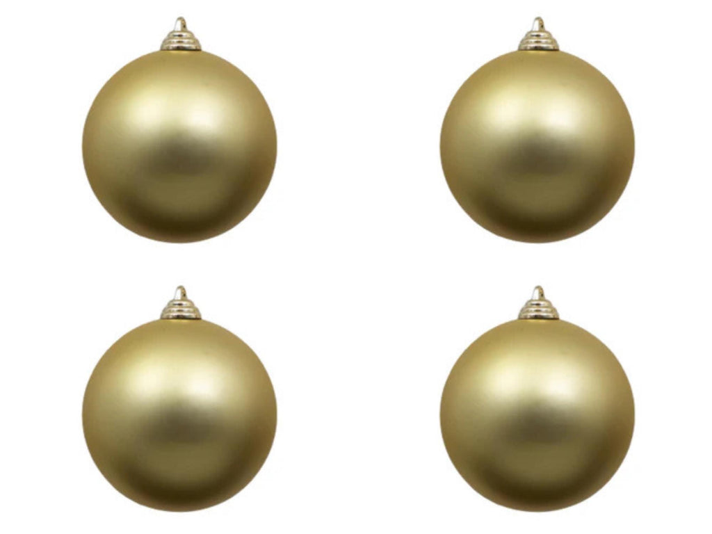Farrisilk Gold Matte Christmas Ornaments 5" – Set of 4 – Elegant Holiday Baubles for Trees, Wreaths, Centerpieces, Garlands and Decor