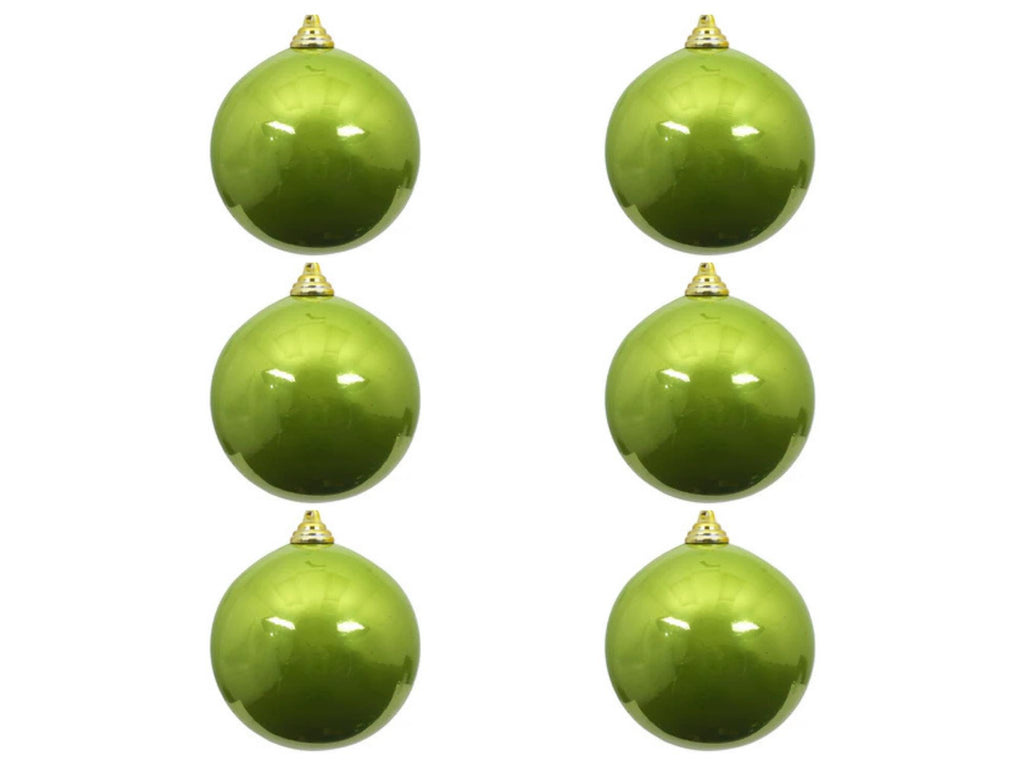 Farrisilk Lime Green Candy Apple Christmas Ornaments 3" – Set of 6 – Farrisilk Glossy Holiday Baubles for Trees, Wreaths, Garland and Decor