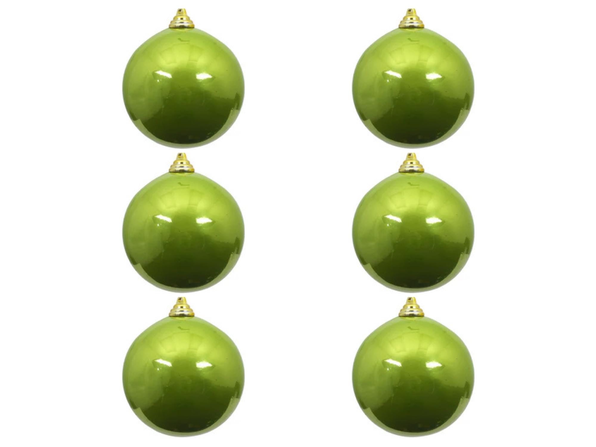 Farrisilk Lime Green Candy Apple Christmas Ornaments 3" – Set of 6 – Farrisilk Glossy Holiday Baubles for Trees, Wreaths, Garland and Decor