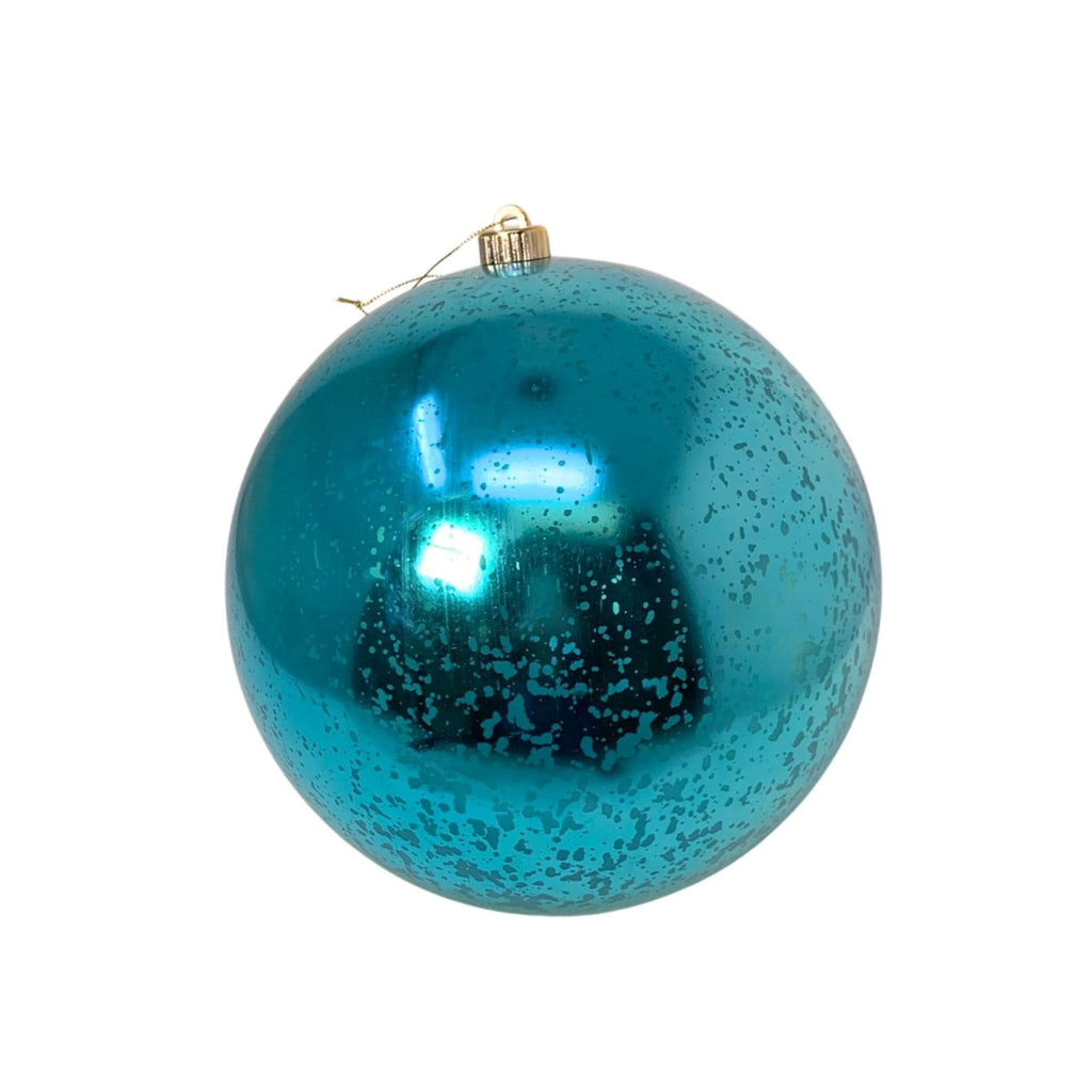 Set of 4 – David Christopher Teal Mercury Shiny Ball Ornaments 4" – Vintage-Style Plastic Christmas Decorations