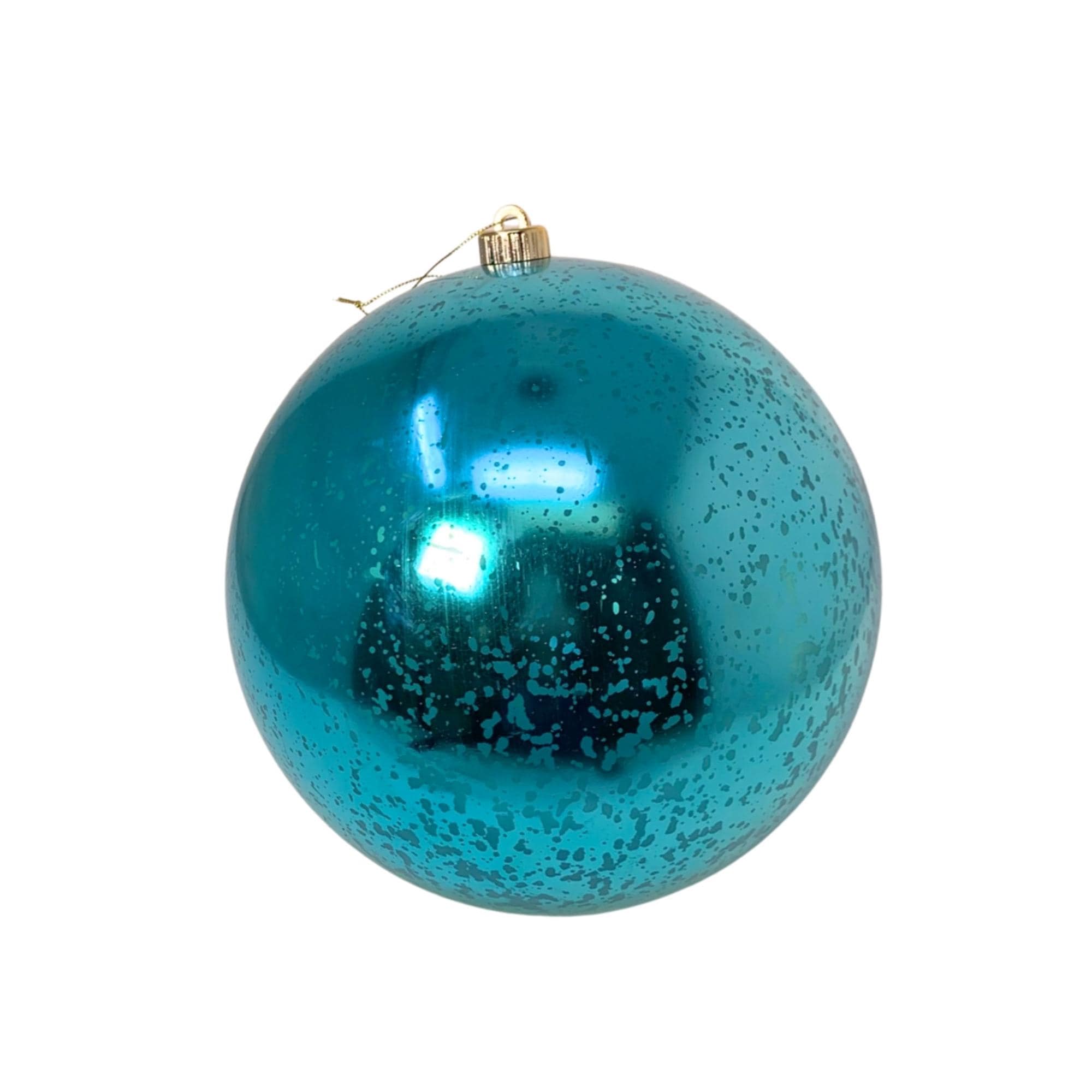 Set of 4 – David Christopher Teal Mercury Shiny Ball Ornaments 4" – Vintage-Style Plastic Christmas Decorations