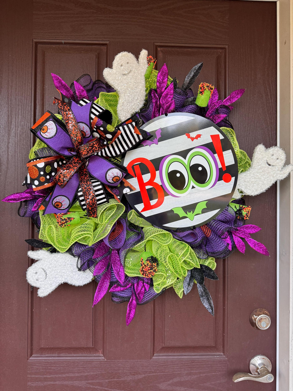 Glitter Ghost Spray – 29" White Halloween Pick with 3 Sparkly Ghosts, Whimsical Wreath Decor, Cute Ghost Floral Stem, Halloween Tree Accent
