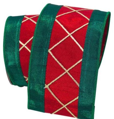 Farrisilk Drummer Boy Christmas Ribbon – Red and Emerald, 4" x 10 Yards – Holiday Tree, Wreath & Garland Decorating, Nutcracker Decor