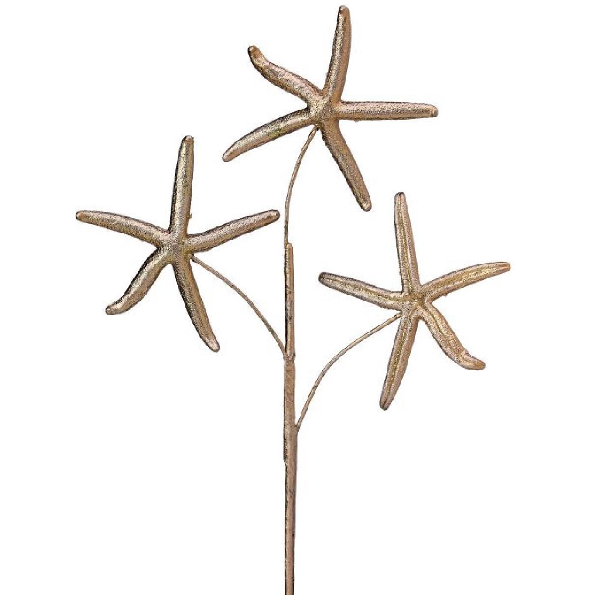 22” Metallic Starfish Spray | Coastal Christmas Stem | Beach House Holiday Decor | Nautical Wreath & Centerpiece Pick | Ocean Theme