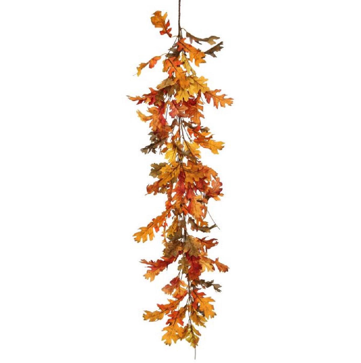 48” Harvest Bounty Oak Leaf Garland | Fall Farmhouse Decor | Autumn Mantel Garland | Thanksgiving Table Runner | Rustic Leaf Garland