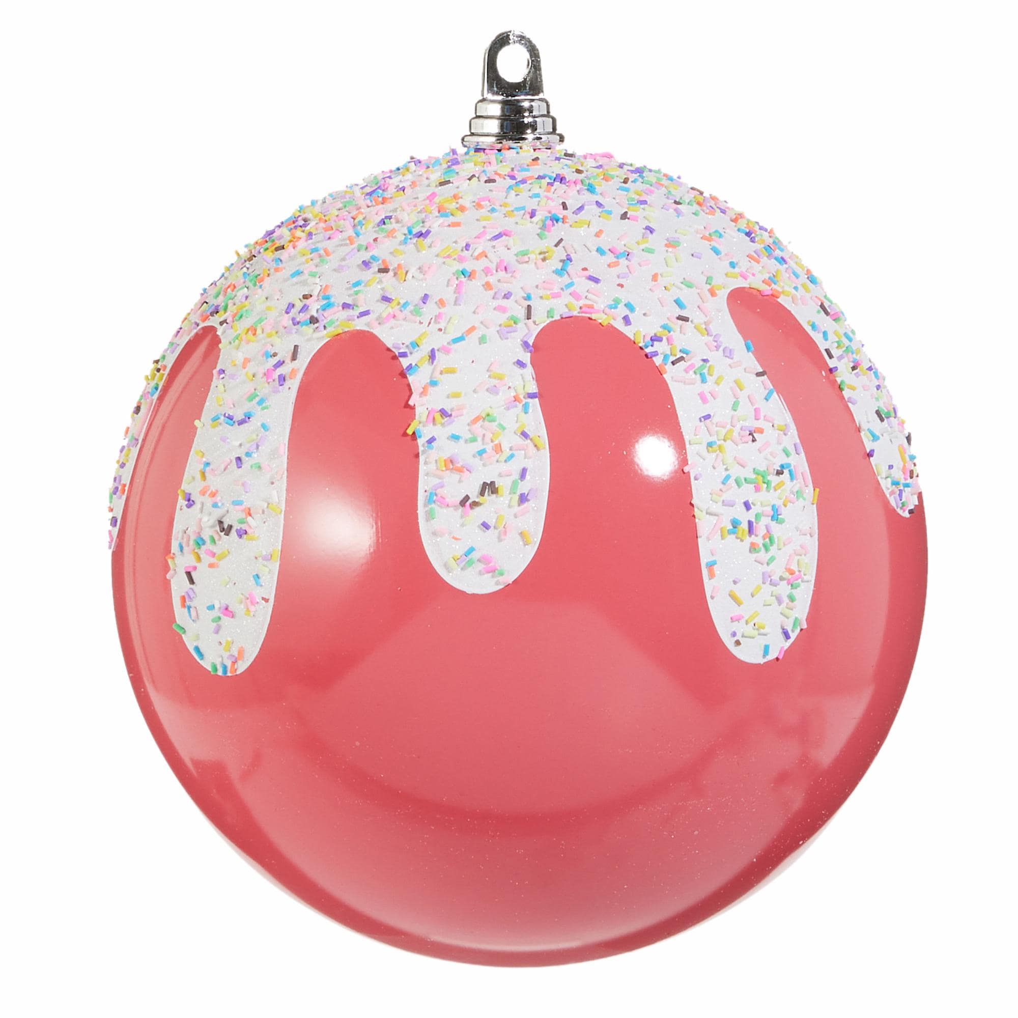 10" Frosted Sprinkle Christmas Ornament, Candyland Tree Decor, Oversized Holiday Ball, Whimsical Iced Ornament in Pink, Blue, or Green