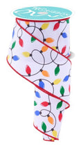 Christmas Lights 2.5-inch x 10-yards Ribbon Wired Edge Ribbon for Holiday Wreaths, Gift Wrapping, Christmas Bows & Crafts