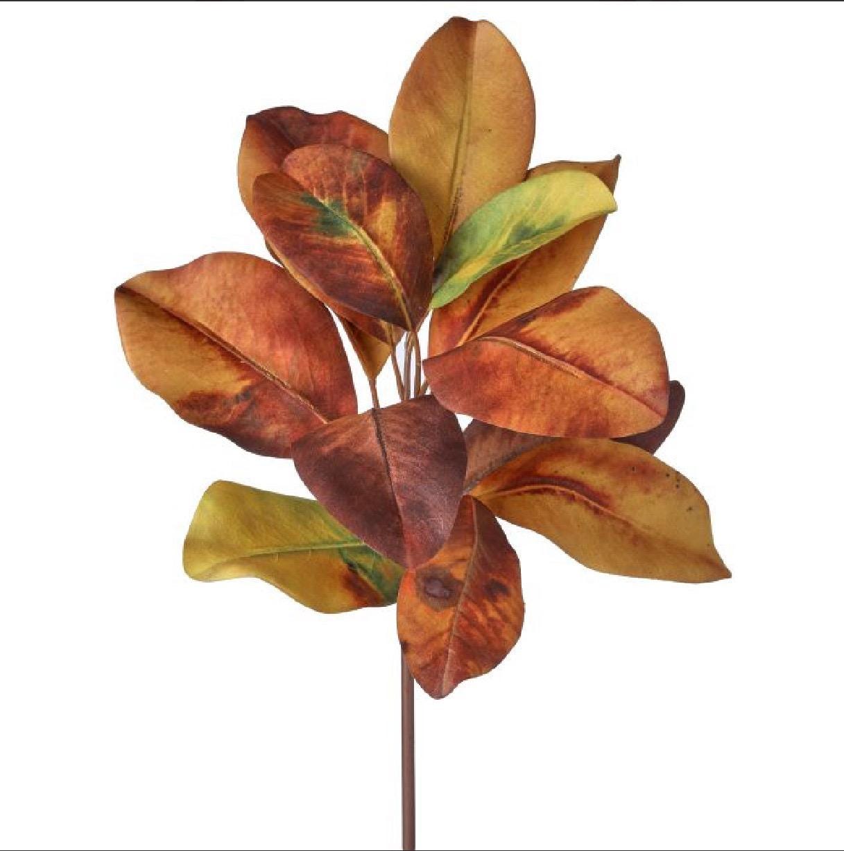 19” Autumn Magnolia Leaf Pick | Fall Floral Stem | Rustic Harvest Arrangement | Thanksgiving Centerpiece | Wreath & Vase Decor