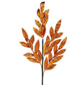 30” Orange Glitter Laurel Leaf Spray | Fall Floral Stem | Sparkling Autumn Branch | Thanksgiving Centerpiece | Wreath & Holiday Decor