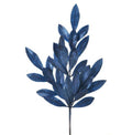 21” Dark Blue Glitter Bay Leaf Spray | Navy Holiday Stem | Elegant Winter Floral Pick | Glam Christmas Wreath & Vase Decor