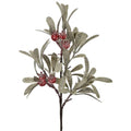 12” Green & Red Frosted Mistletoe Berry Pick | Christmas Floral Stem | Holiday Wreath Accent | Winter Centerpiece and Garland Decor