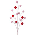 24” Pink & Red Glitter Pom Pom Spray | Candyland Christmas Stem | Valentine Decor | Whimsical Wreath Pick | Holiday Centerpiece