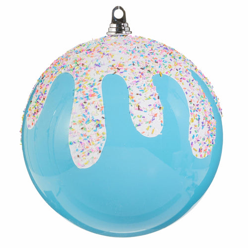 10" Frosted Sprinkle Christmas Ornament, Candyland Tree Decor, Oversized Holiday Ball, Whimsical Iced Ornament in Pink, Blue, or Green