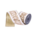 Farrisilk 4” x 5yd Ivory Plush Nutcracker Ribbon | Luxury Wired Christmas Ribbon | Holiday Wreath, Tree, & Gift Décor