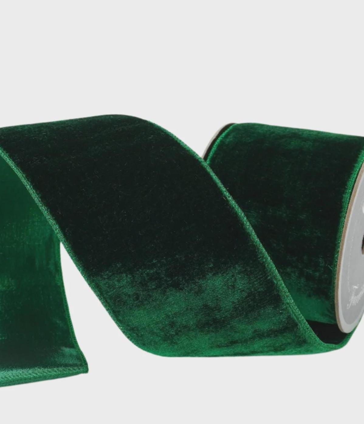 Farrisilk Emerald Green Velvet Luster Ribbon 2.5"x10yd – Wired Lustered Velvet for Bows, Wreaths, Gift Wrap, Holiday Decor, Christmas Ribbon