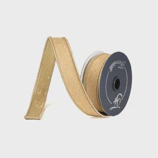 Farrisilk Gold Stardust Ribbon –1” x 10 Yards– Wired Glitter Ribbon for Holiday Bows, Gifts & Luxe Accents, Garlands, Christmas Trees, Decor