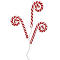 30" Glitter Velvet Candy Cane Spray with 3 Curled Stems - Red and White Christmas Tree Pick, Holiday Wreath or Centerpiece Decor, Valentines