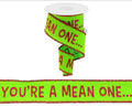2.5” x 10yd “You’re A Mean One” Velvet Tinsel Christmas Ribbon – Red, Green Holiday Trim, Furry Green Monster Wreath Supply, Tree Decoration