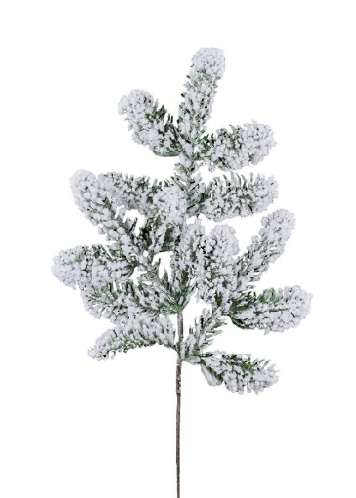 Snow-Tipped Noble Pine Spray | Frosted Christmas Greenery Stem | Holiday Floral Pick | Realistic Pine Branch for Wreaths, Trees & Winter