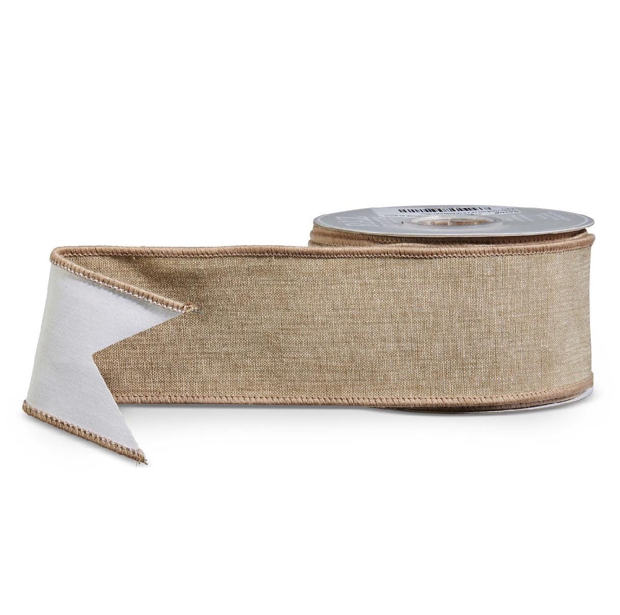 2.5” x 10 Yds Burlap Wired Ribbon – Natural Rustic Ribbon, Farmhouse Holiday Ribbon, DIY Wreath Making, Gift Wrapping, Craft Ribbon Roll