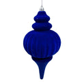 Plastic Flocked Finial Ornament – Sapphire Blue 10” (Set of 2) – Velvet Matte Finials, Blue Christmas Ornaments, Luxury Tree Décor, Modern