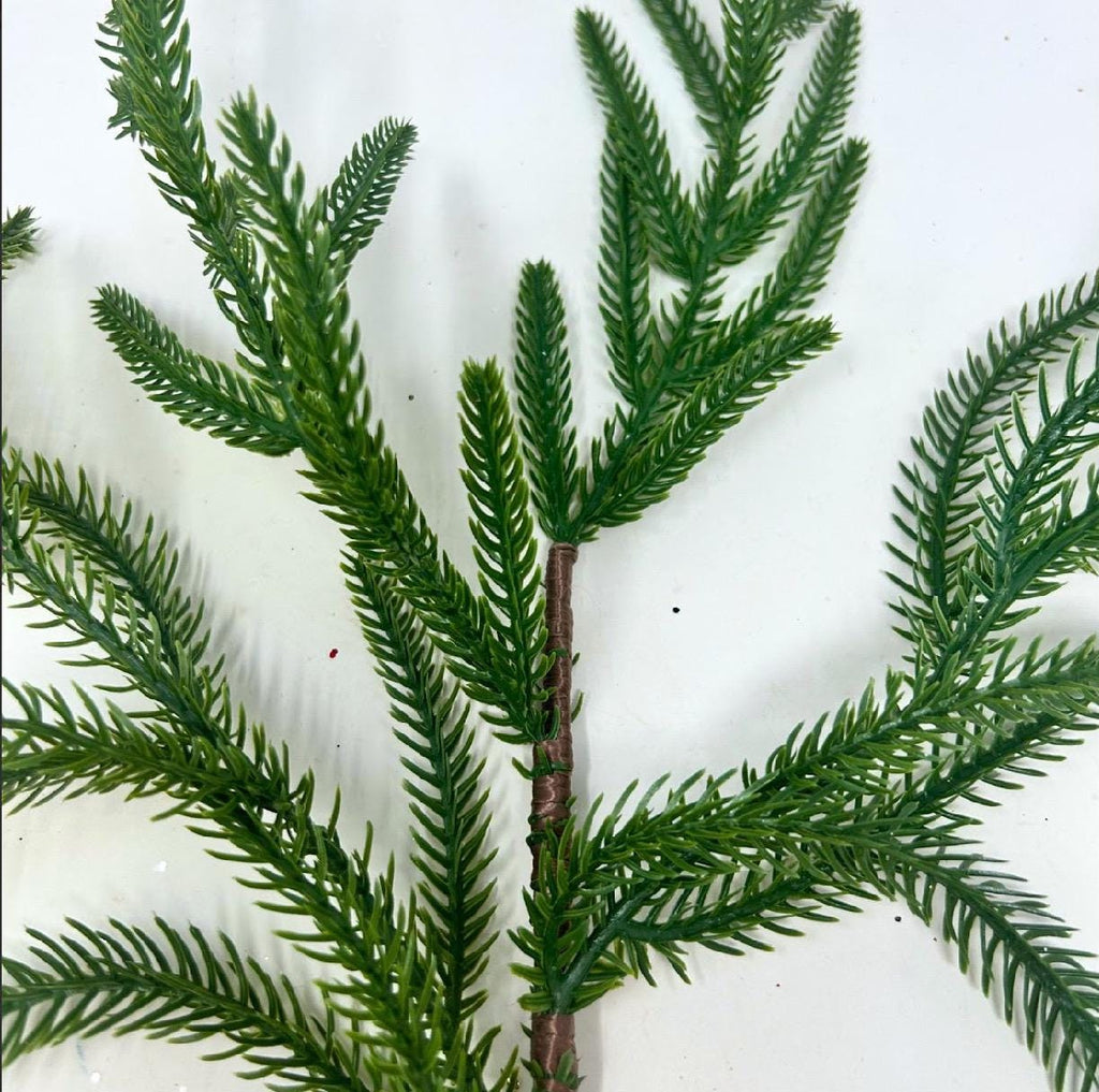 Fresh Touch Norfolk Pine Spray – 21” (Set of 2) – Real-Touch Greenery Stems, Artificial Winter Pine, Christmas Tree Filler