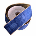 Textured Navy Blue Velvet Ribbon – 2.5” x 10 Yards – Luxury Velvet Ribbon Roll, Wired Edge, Christmas Ribbon, Navy Holiday Décor.