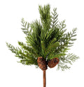 18” Deluxe UV Mixed PE Pine & Cedar Spray with Pine Cone – Realistic Outdoor Christmas Greenery, Winter Floral Pick, Holiday Arrangement