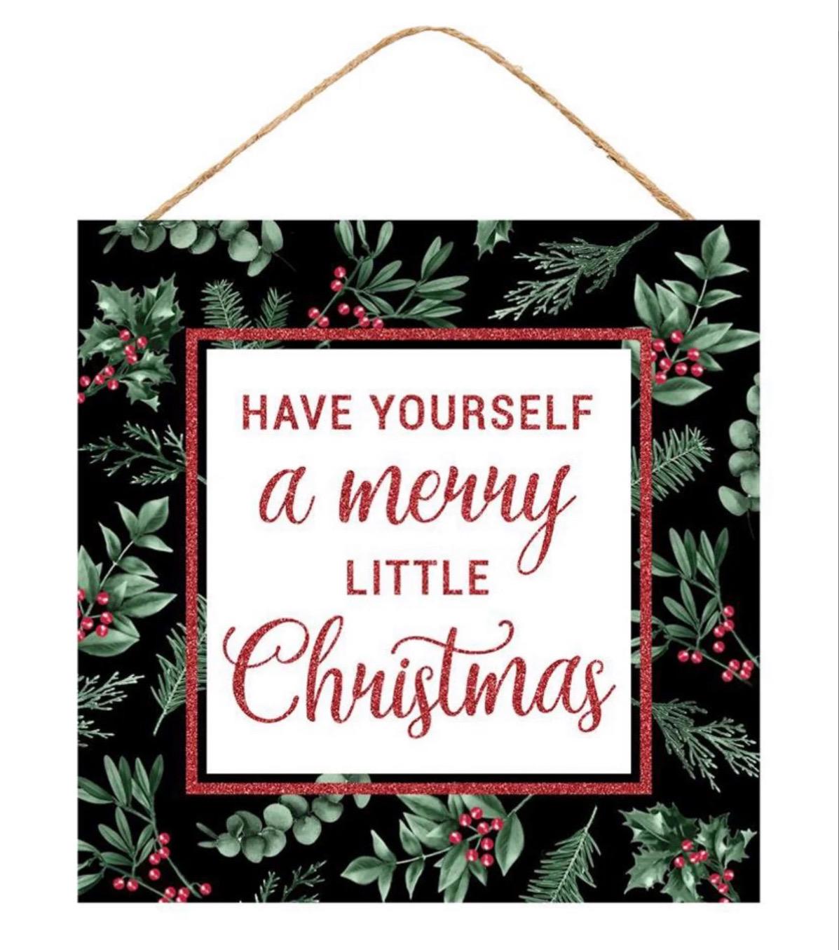 10” Square MDF “Have Yourself a Merry Christmas” Sign – Holiday Wall Décor, Christmas Door Sign, Rustic Christmas Accent