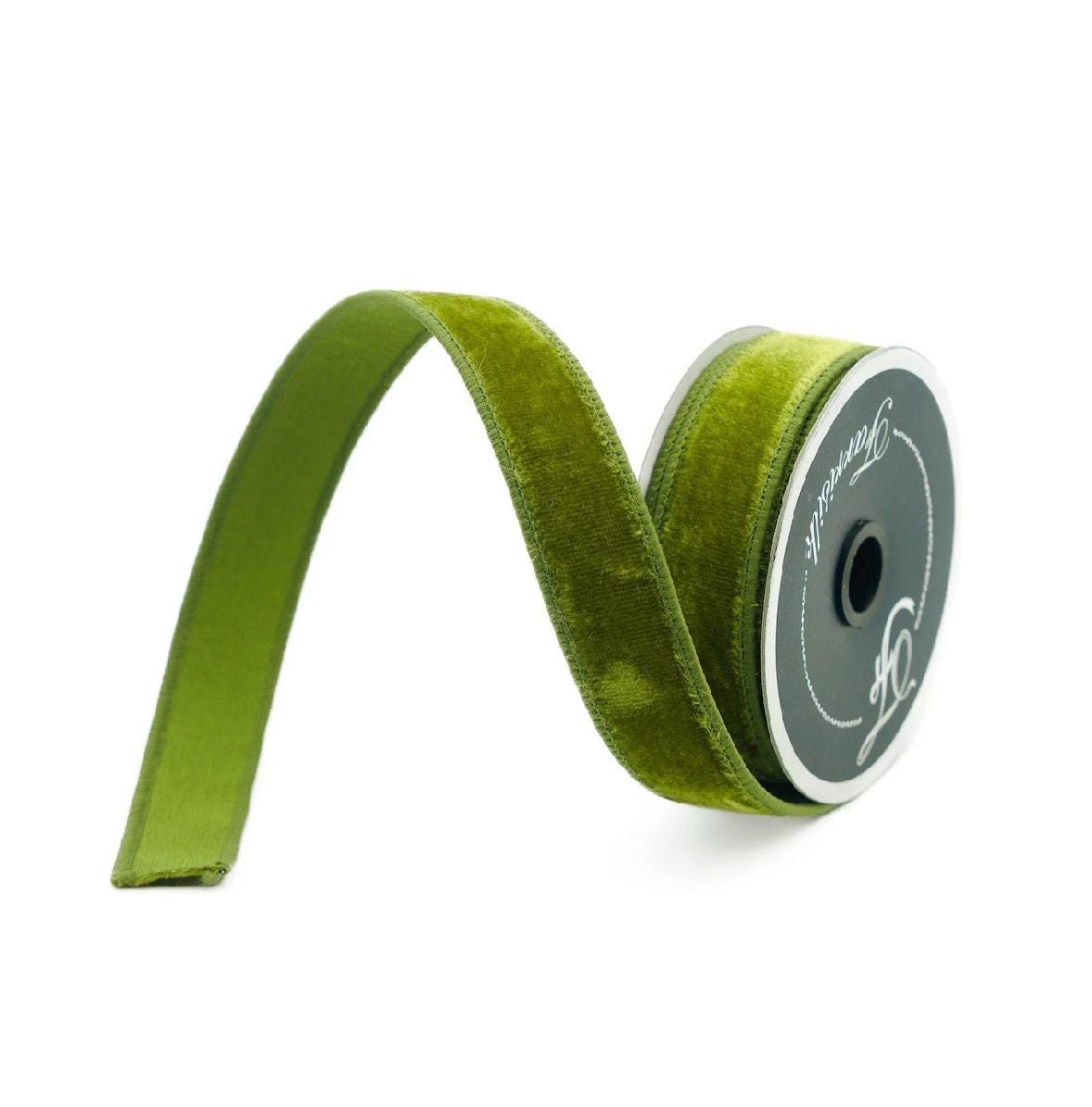 Farrisilk 1” x 10yd Lime Velvet Ribbon – Luxury Velvet Ribbon, Lime Green Craft Ribbon, Premium Holiday Ribbon, Wreath & Gift Décor