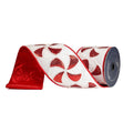 Farrisilk 4” x 5yd Red & White Peppermint Candies Ribbon – Luxury Christmas Ribbon, Velvet Metallic Holiday Ribbon, Wreath Tree Décor