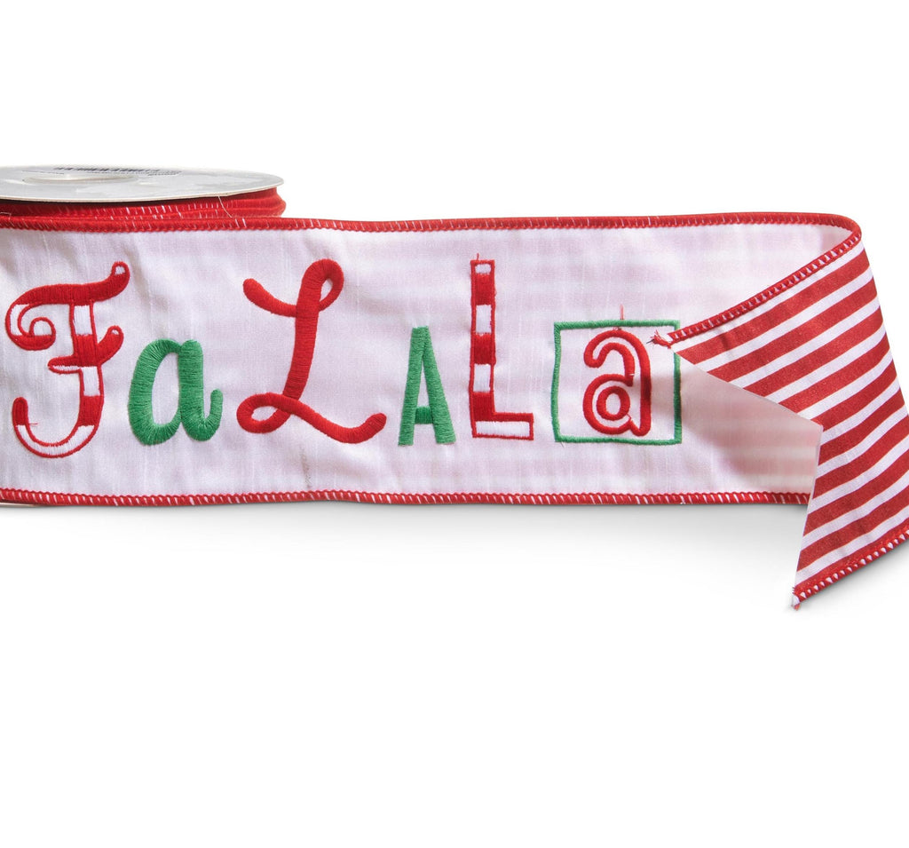 FALALA Christmas Wired Ribbon – 4" x 10 Yards | Red & Green Holiday Decorative Ribbon for Wreaths, Gift Wrapping, Trees, Crafts and Decor