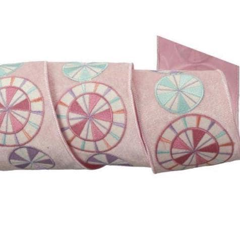 Pink Peppermint Velvet Ribbon – 4" x 5 Yards | Pastel Candy Christmas Wired Ribbon for Wreaths, Bows, Trees, Garland, Gifts & Holiday Decor